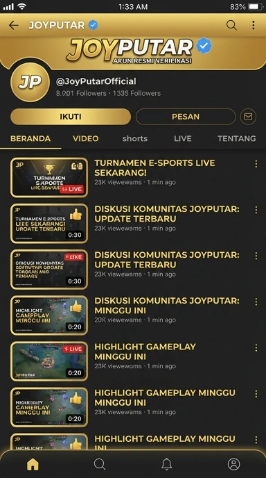 Tampilan kanal resmi joyputar